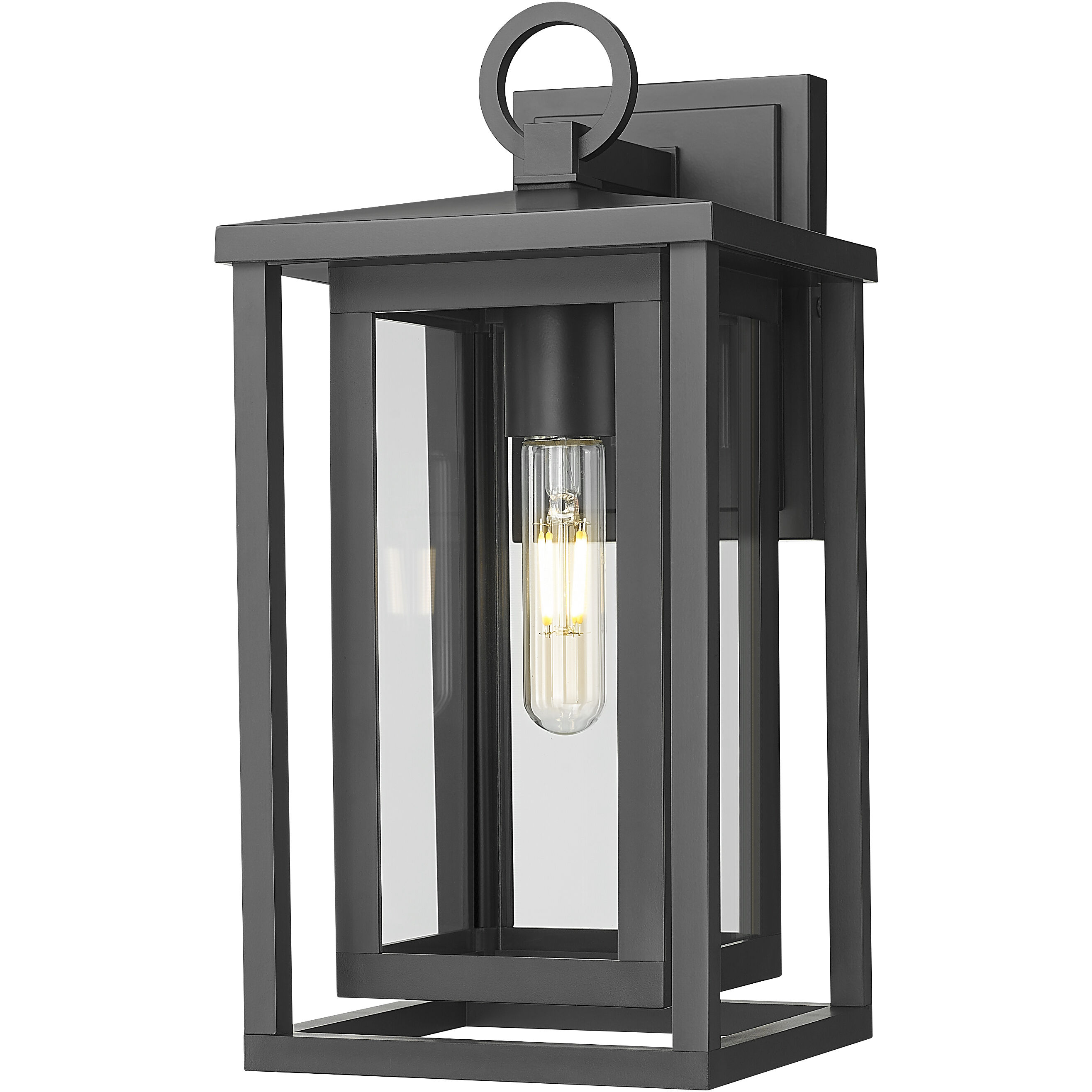 Ashland 1 Light 14 inch Matte Black Outdoor Sconce in Clear Glass