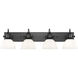 Hines 4 Light 34.5 inch Matte Black Bath Vanity Light Wall Light in Opal Glass