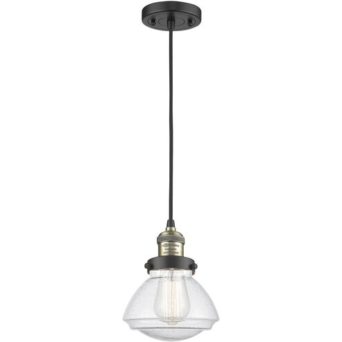 Franklin Restoration Olean 1 Light 6.75 inch Black Antique Brass Mini Pendant Ceiling Light in Incandescent, Seedy, Franklin Restoration