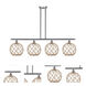 Ballston Large Farmhouse Rope LED 48 inch Brushed Satin Nickel Island Light Ceiling Light in Clear Glass with Brown Rope, Ballston