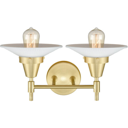 Caden 2 Light 18 inch Satin Brass Bath Vanity Light Wall Light in Matte White Glass