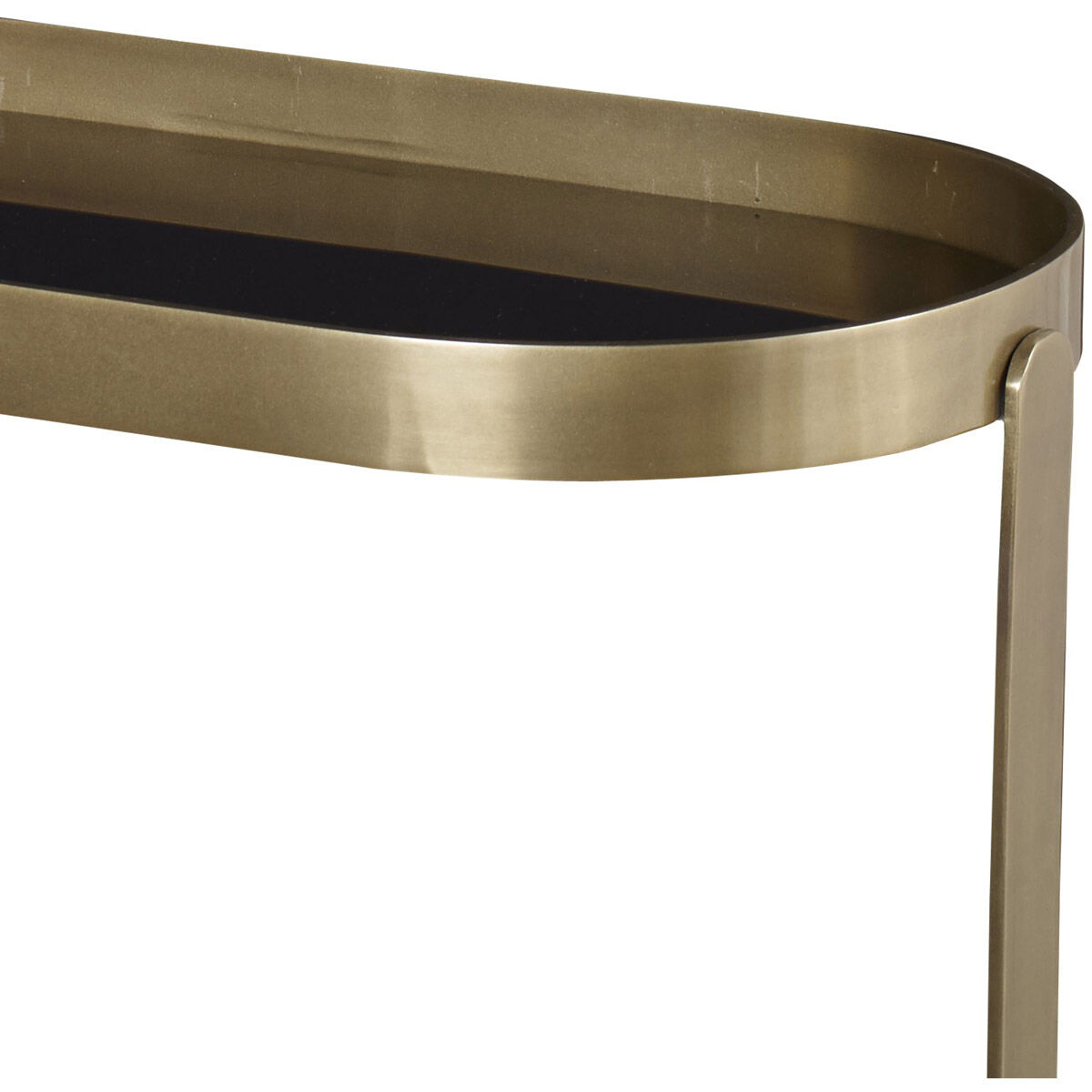 Adia 27 X 23 inch Antique Gold and Black Glass Side Table