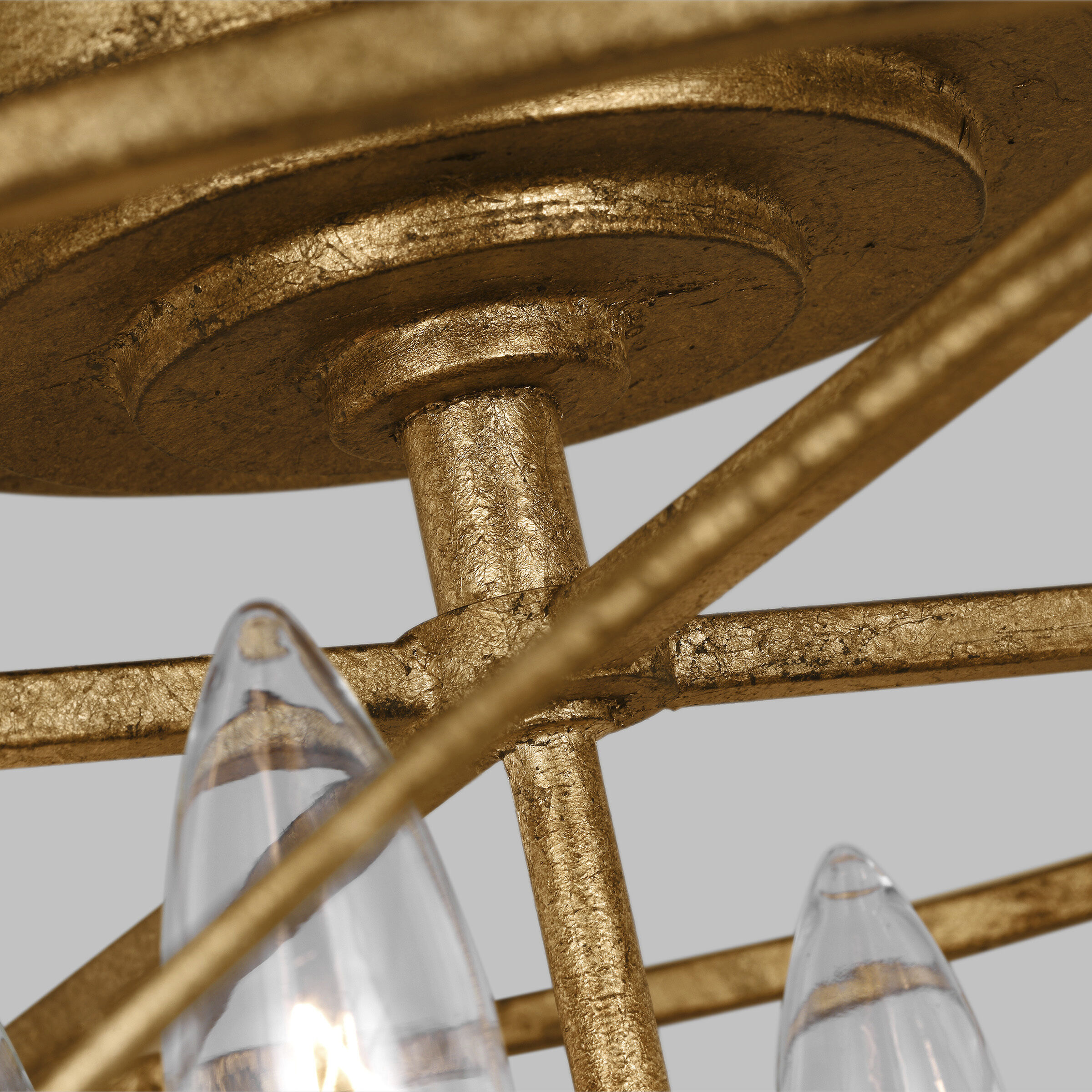 C&M by Chapman & Myers Beatrix 4 Light 15 inch Antique Gild Semi-Flush Mount Ceiling Light