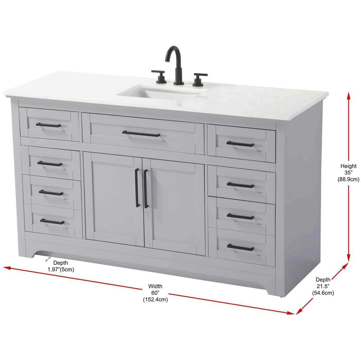 Remington 60 X 35 inch Grey Bathroom Vanity Cabinet