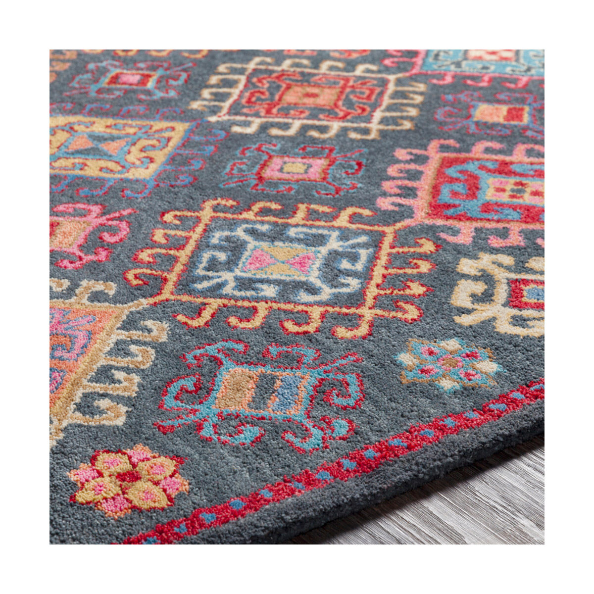 Tabriz 36 X 24 inch Bright Pink/Dark Red/Charcoal/Peach/Wheat/Tan/Aqua Rugs, Rectangle