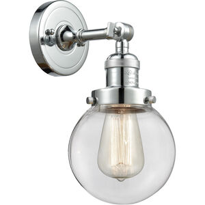 Franklin Restoration Beacon LED 6 inch Polished Chrome Sconce Wall Light in Clear Glass, Franklin Restoration