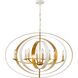 Luna 8 Light 36 inch Matte White and Antique Gold Chandelier Ceiling Light
