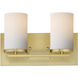 Lateral 2 Light 12 inch Satin Brass Bath Vanity Wall Light in Satin White