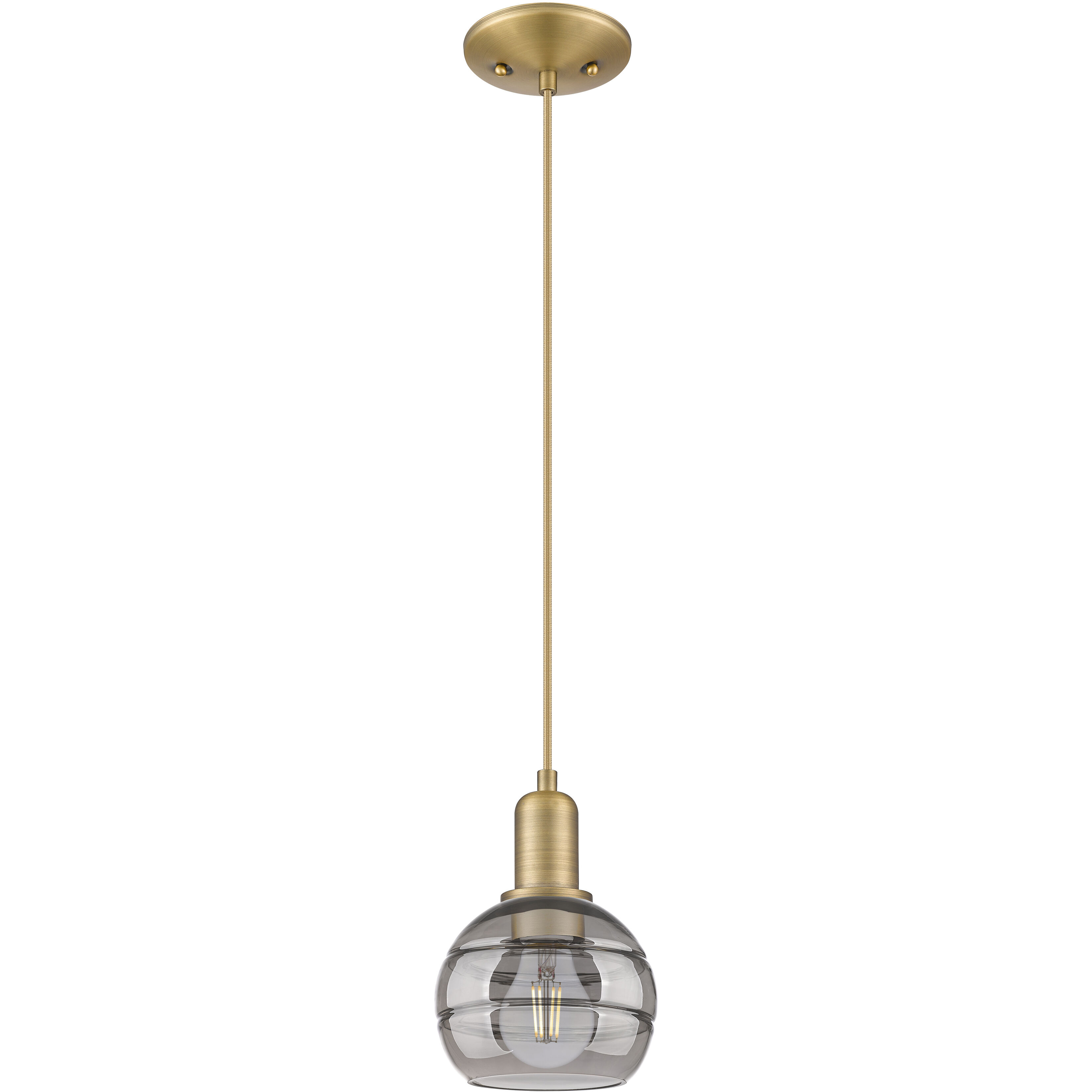 Arcadia Rochester 1 Light 5.88 inch Brushed Brass Mini Pendant Ceiling Light