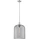Downtown Urban Bridal Veil 1 Light 12 inch Brushed Satin Nickel Mini Pendant Ceiling Light in Light Smoke Glass