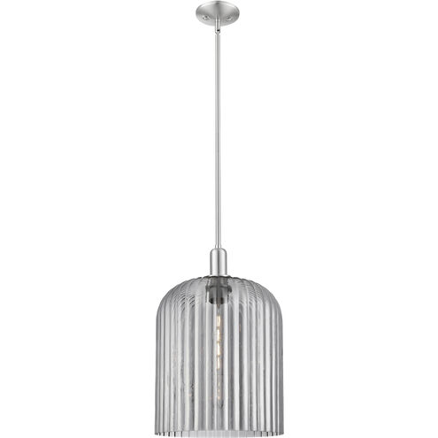 Downtown Urban Bridal Veil 1 Light 12 inch Brushed Satin Nickel Mini Pendant Ceiling Light in Light Smoke Glass