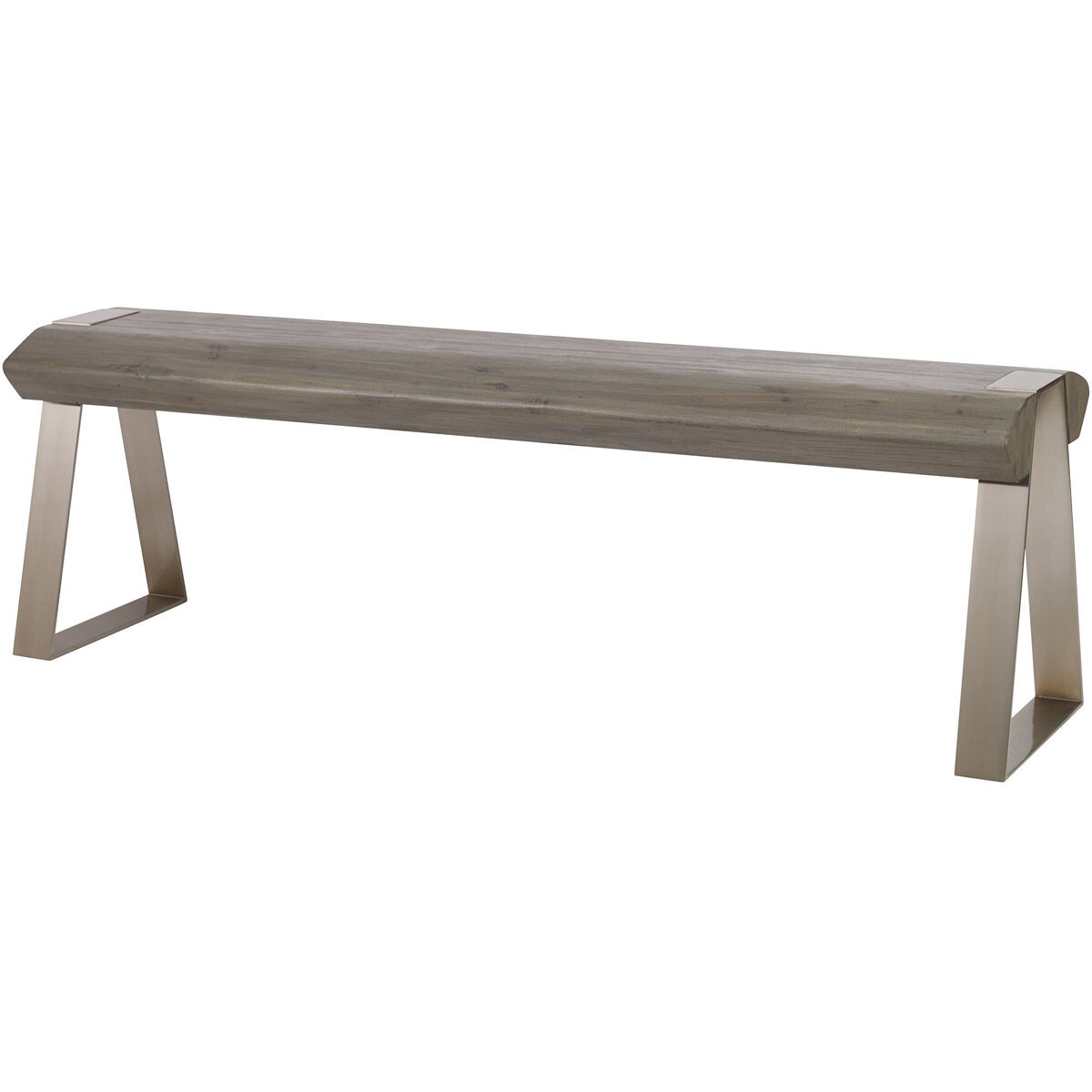 Acai Acacia Wood with Light Gray and Brushed Pewter Bench
