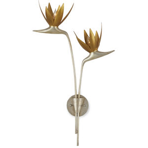Paradiso 2 Light 16.5 inch Contemporary Silver Leaf and Gold Leaf Wall Sconce Wall Light, Left