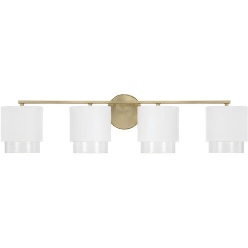Weller 4 Light 33.5 inch Matte Brass and White Vanity Light Wall Light