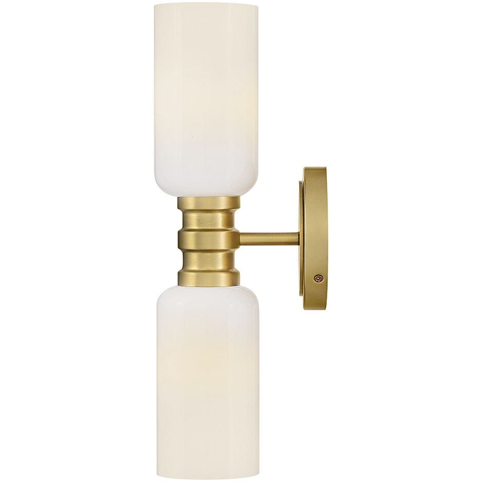Naomi 2 Light 5.75 inch Lacquered Brass Bath Light Wall Light in Cased Opal