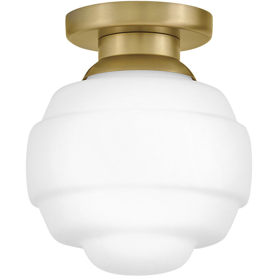 Penny 1 Light 9 inch Lacquered Brass Flush Mount Ceiling Light, Extra Small