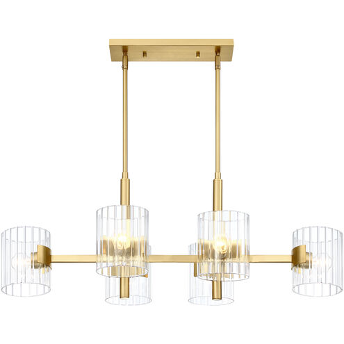 Aries 6 Light 36 inch Brushed Gold Island Light Ceiling Light