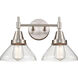 Caden LED 17 inch Satin Nickel Bath Vanity Light Wall Light in Clear Glass