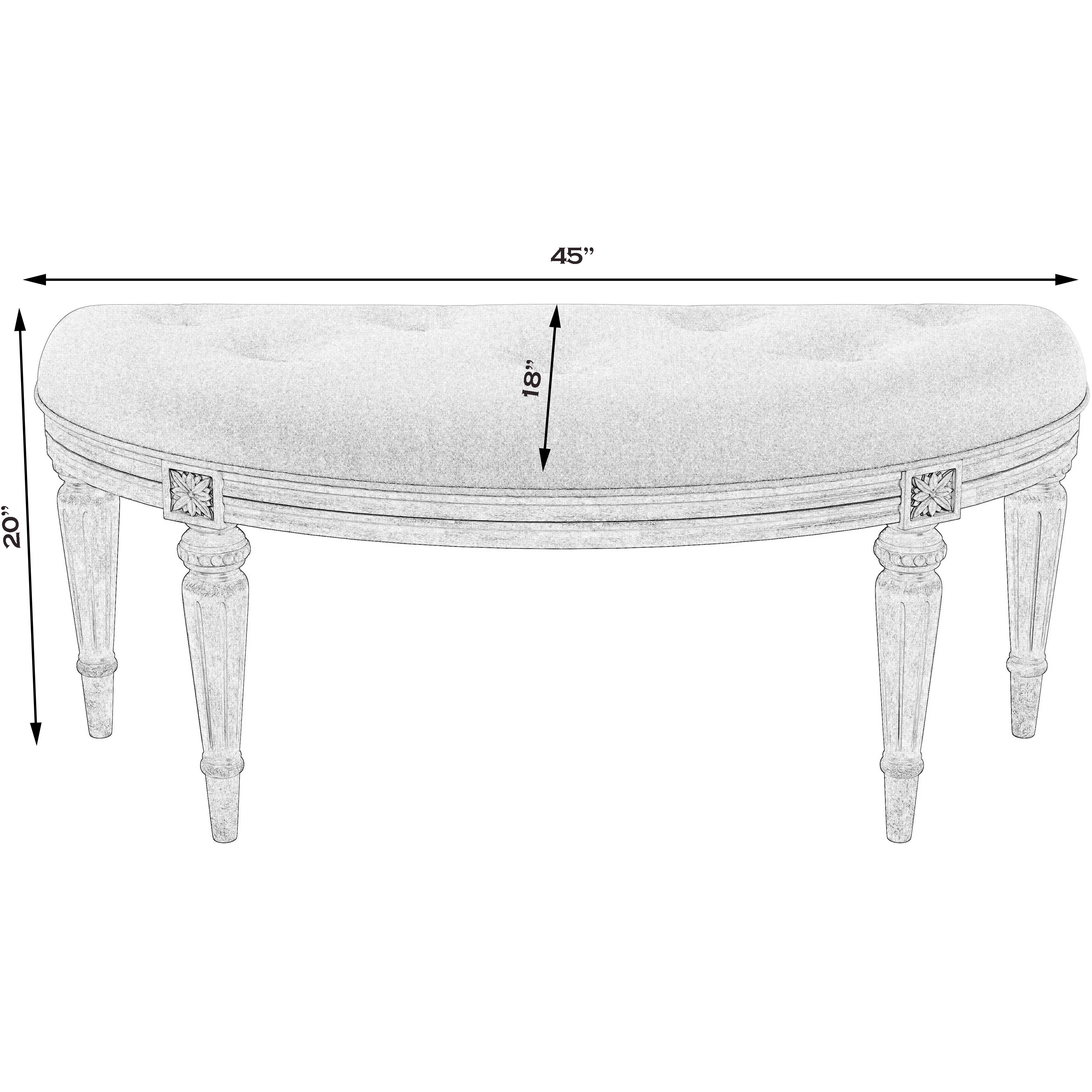 Tamara Upholstered Demilune 45"W Bench in Gray