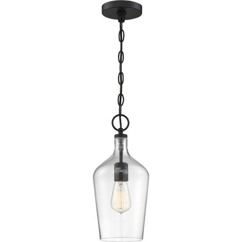 Hartley 1 Light 7 inch Matte Black and Clear Pendant Ceiling Light