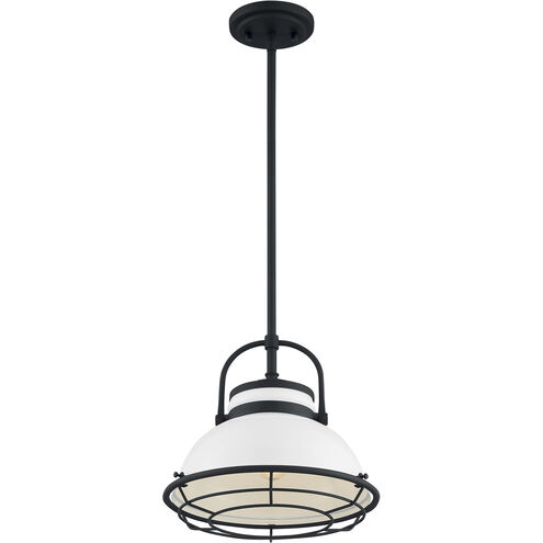 Upton 1 Light 12 inch Gloss White and Black Accents Pendant Ceiling Light