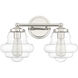 Vintage 2 Light 16.5 inch Polished Nickel Bathroom Vanity Light Wall Light