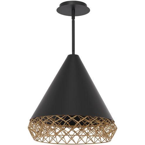 Lacey LED 15.75 inch Black Gold Pendant Ceiling Light, dweLED