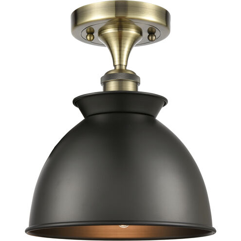 Ballston Adirondack 1 Light 9 inch Antique Brass Semi-Flush Mount Ceiling Light in Incandescent, Matte Black, Ballston