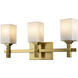 Jack 3 Light 23.5 inch Aged Brass Bath Bar Wall Light