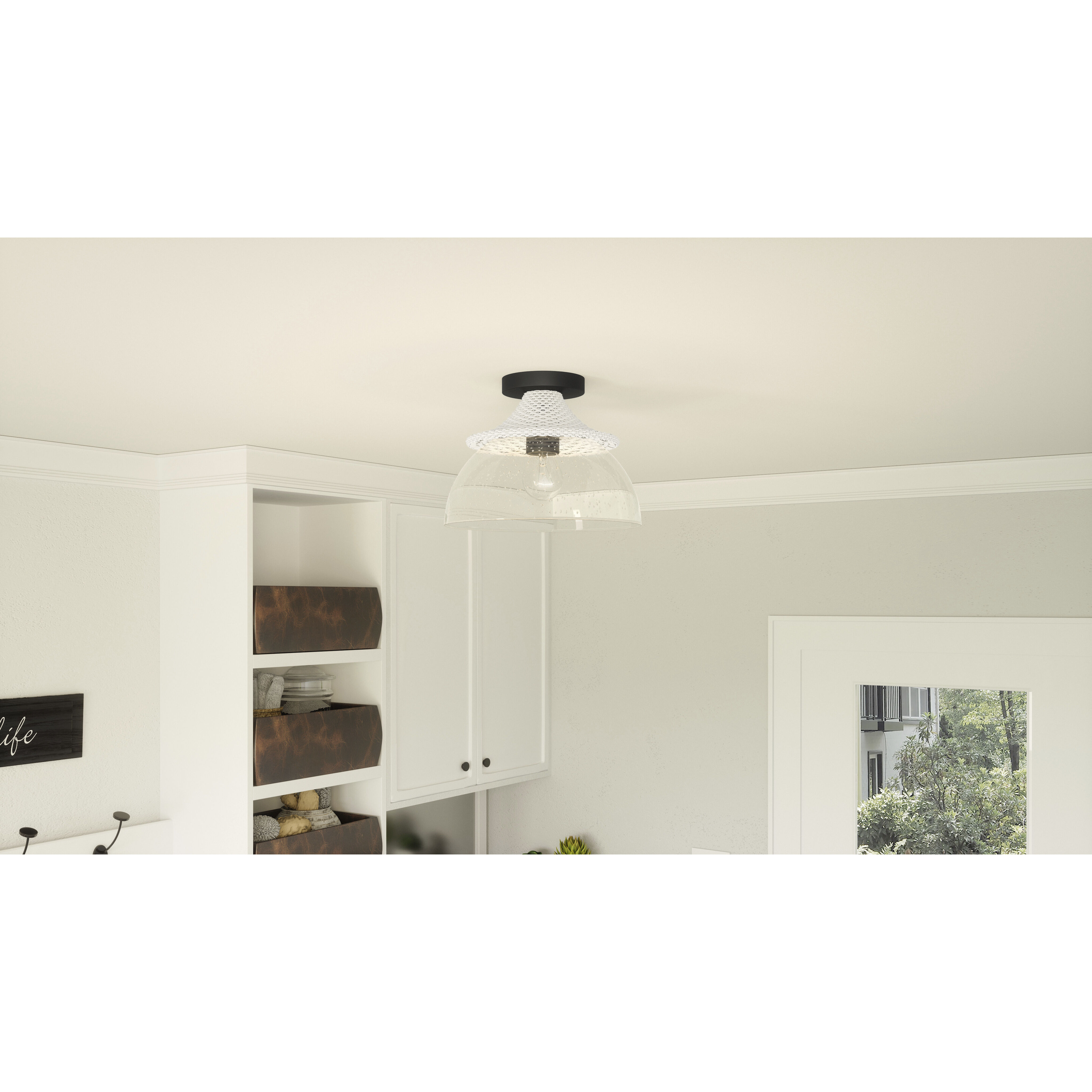 Otten 1 Light 12 inch Matte Black Semi-Flush Mount Ceiling Light