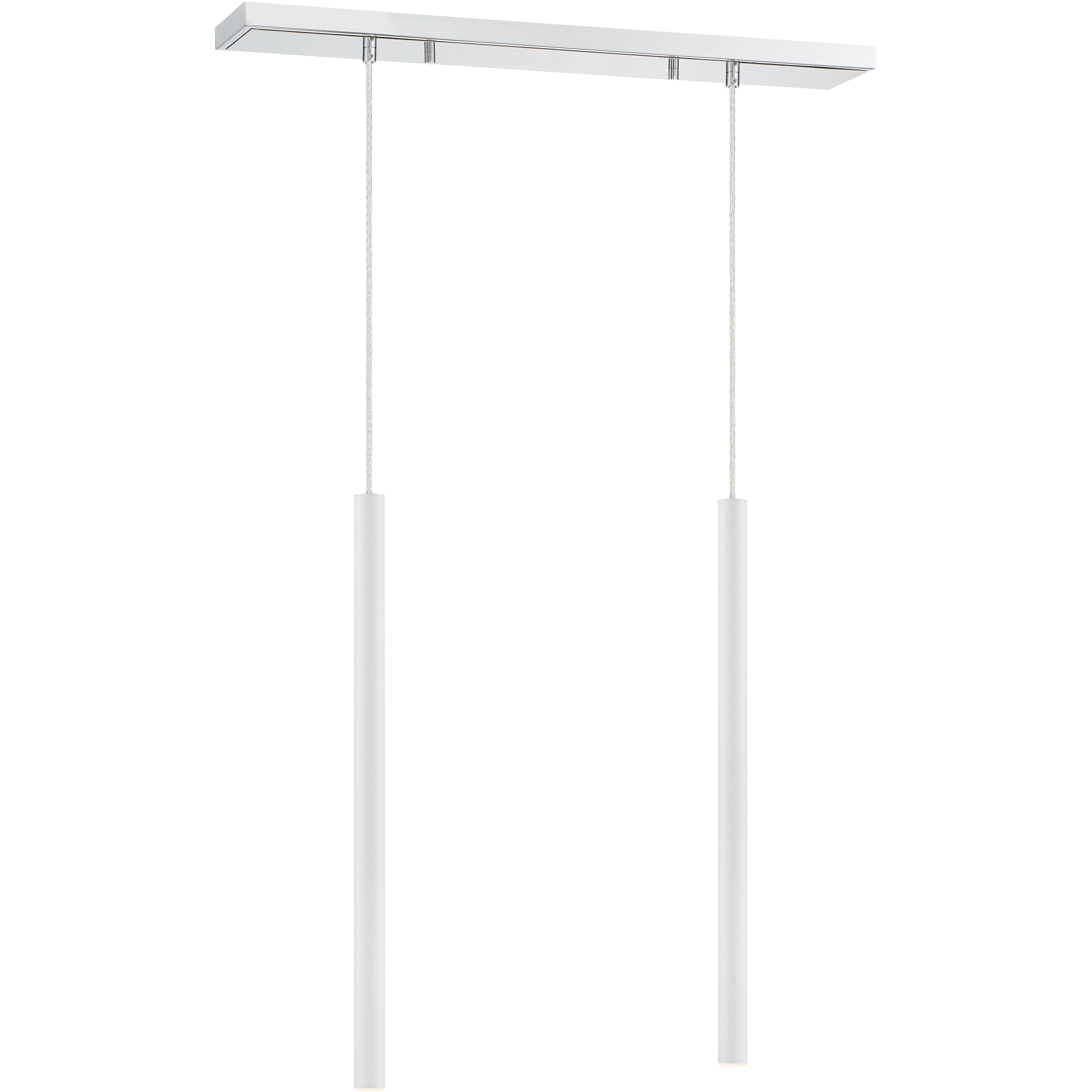 Forest LED 30 inch Chrome Linear Chandelier Ceiling Light in 2, 13, Matte White Steel