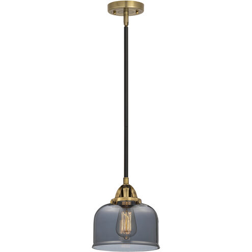 Nouveau 2 Bell 1 Light 8 inch Black Antique Brass Mini Pendant Ceiling Light in Incandescent, Plated Smoke