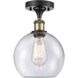 Ballston Athens LED 8 inch Black Antique Brass Semi-Flush Mount Ceiling Light in Seedy Glass, Ballston