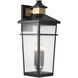 Kingsley 4 Light 28 inch Matte Black with Warm Brass Outdoor Wall Lantern