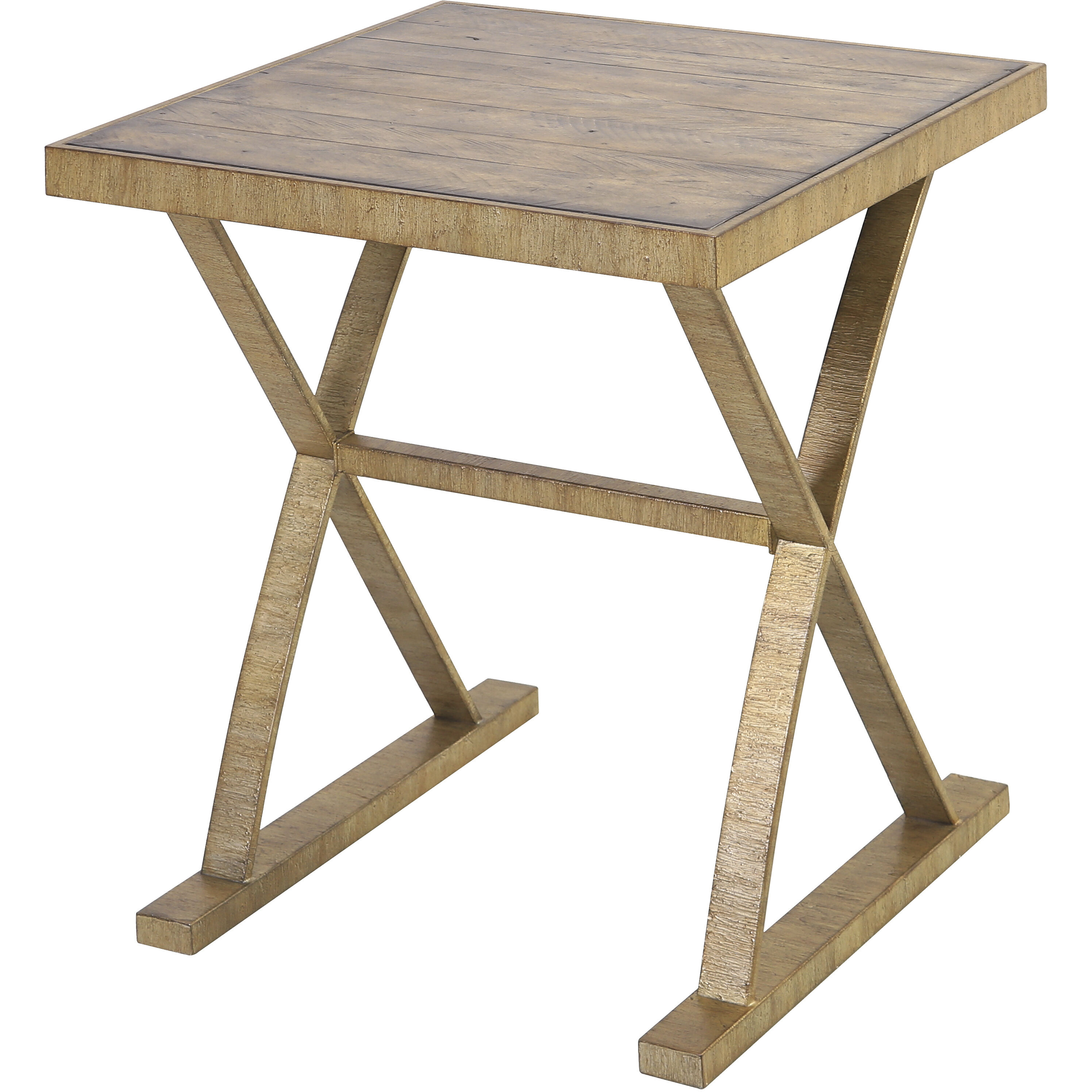 Better Ending 25 X 22 inch Aged Gold with Natural Accent Table