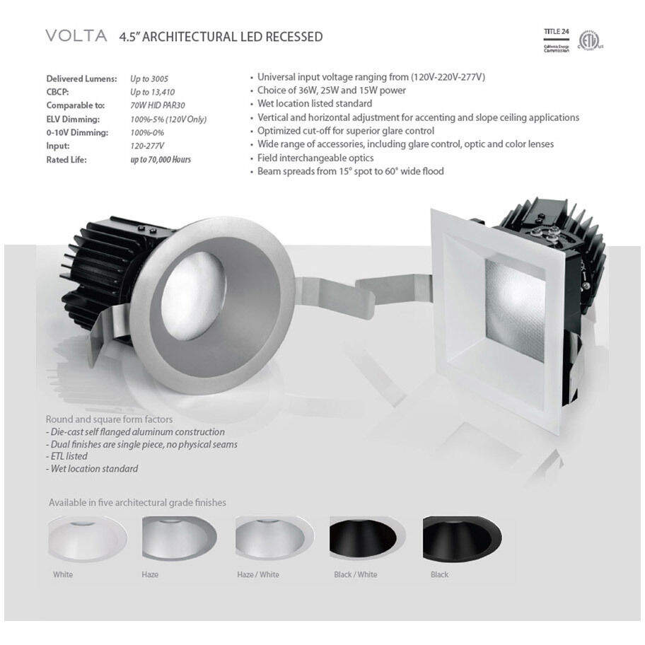 Volta LED Black Recessed Lighting in Wide, 85, 3500K