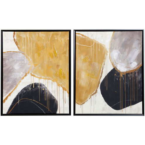 Gold Stone Gold-Black-Silver Painted Wall Art