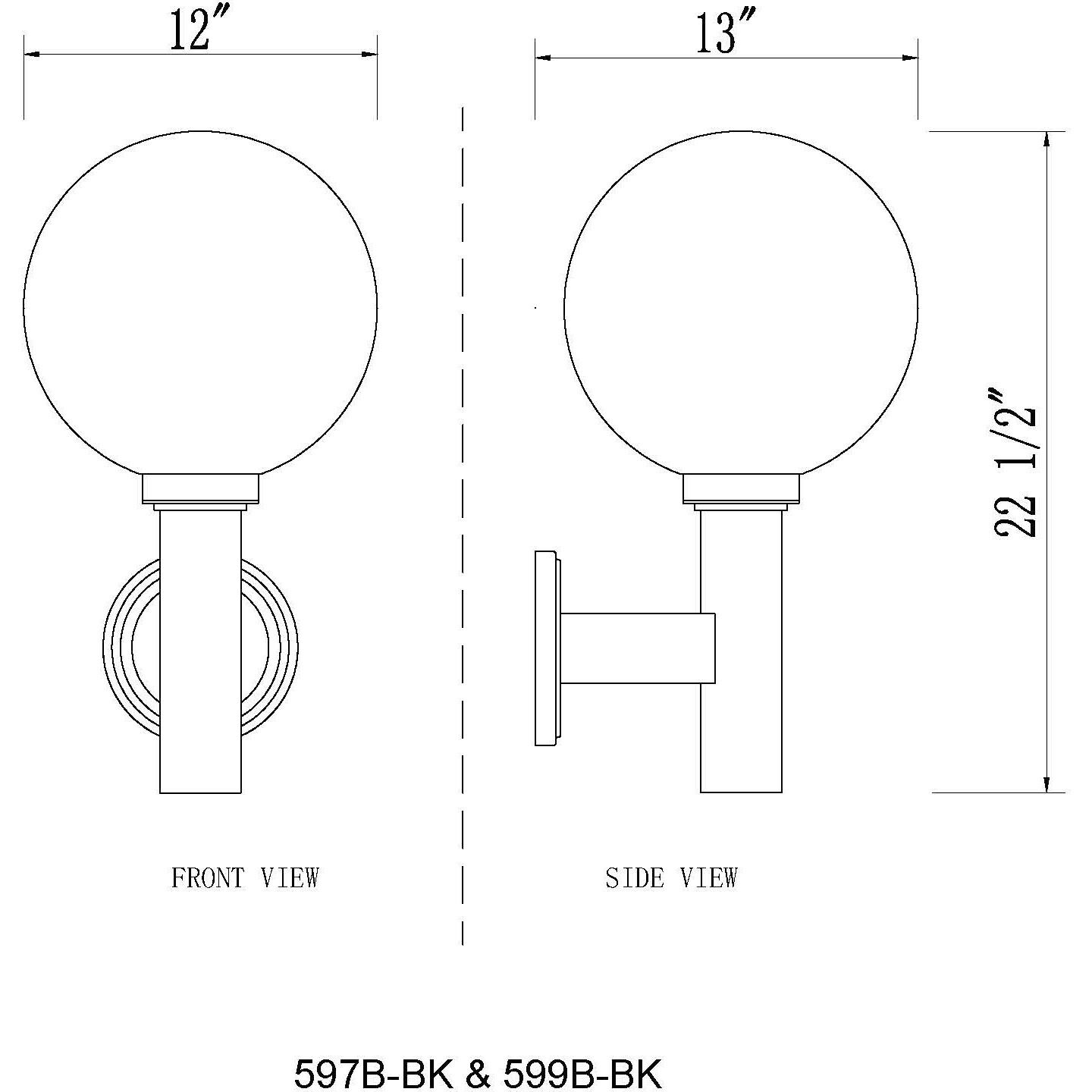 Laurent 1 Light 22.5 inch Black Outdoor Wall Light