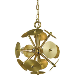 Apogee 4 Light 13 inch Antique Brass with Mahogany Bronze Accents Mini Chandelier Ceiling Light