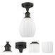 Edison Eaton 1 Light 5.5 inch Oil Rubbed Bronze Semi-Flush Mount Ceiling Light in Matte White Glass