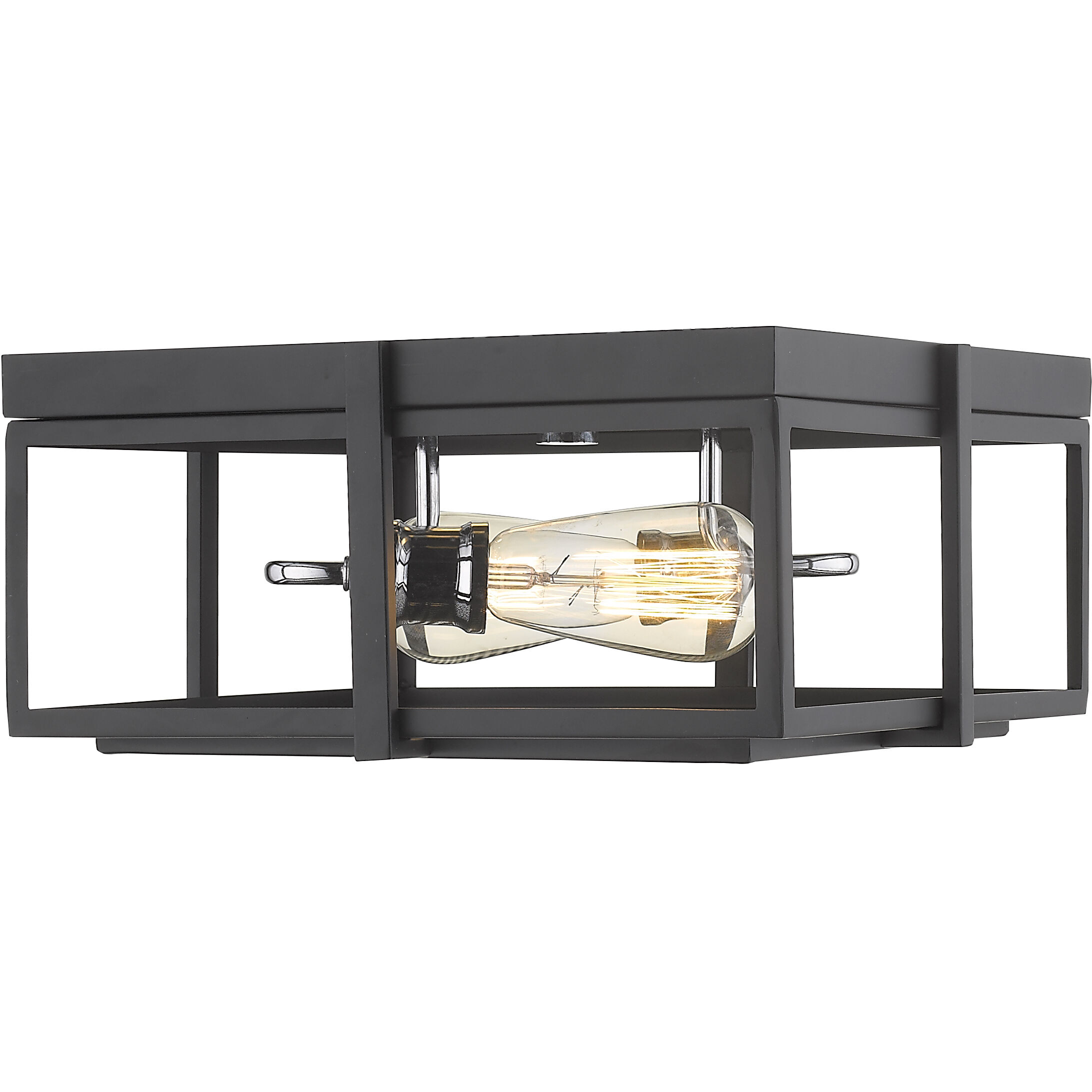 Halcyon 2 Light 13.75 inch Matte Black and Chrome Flush Mount Ceiling Light