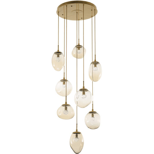 Cosmos LED LED 31.9 inch Gilded Brass Chandelier Ceiling Light in 3000K LED, Clear Geo Inner with Bronze Cosmos Outer, Round Multi-Port