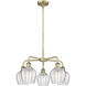 Norfolk 5 Light 23.75 inch Antique Brass Chandelier Ceiling Light in Clear