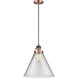 Franklin Restoration Cone 1 Light 12 inch Antique Copper Mini Pendant Ceiling Light in Incandescent, Clear