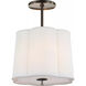 Barbara Barry Simple Scallop 3 Light 15.75 inch Bronze Hanging Shade Ceiling Light in Linen