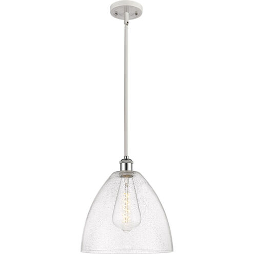 Ballston Dome LED 12 inch White and Polished Chrome Mini Pendant Ceiling Light in Seedy Glass