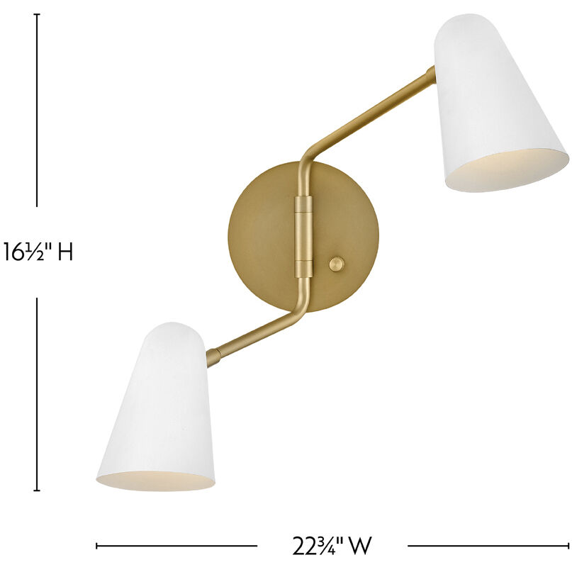 Birdie LED 22.75 inch Lacquered Brass with Matte White accents Sconce Wall Light