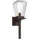 Outdoor Chilled Glass 1 Light Statuary Bronze Outdoor Sconce in E26 Incandescent, Beacon Torch  