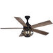 Huron 52 inch Black and Burnished Teak with Burnished Teak / Black Walnut Blades Ceiling Fan