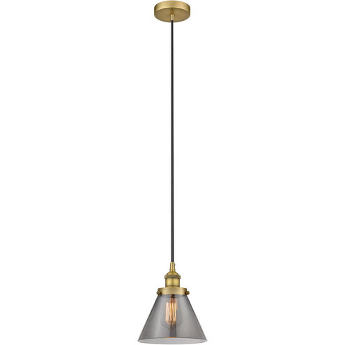 Edison Cone LED 8 inch Brushed Brass Mini Pendant Ceiling Light